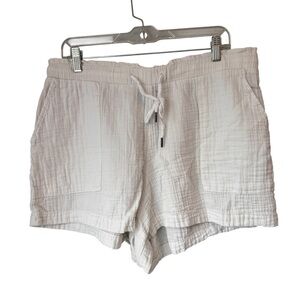 GAP Women's White High Waist Flowy Cotton Shorts, Large